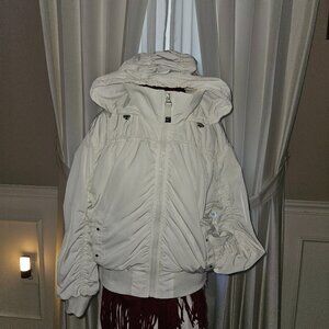 ATHLETA White Hooded Jacket Warm-up Size L